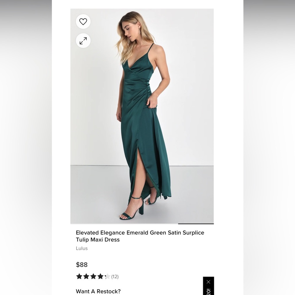 Emerald Green Satin Dress
